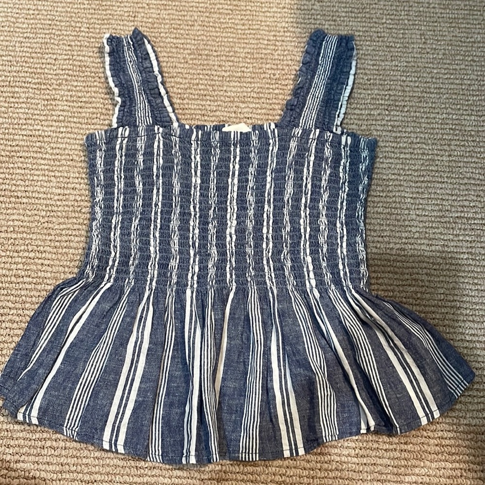 Anthropology blue and white striped top